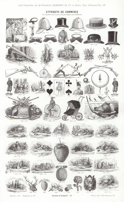 Side fra typografiske vignetter (gravering) af French School