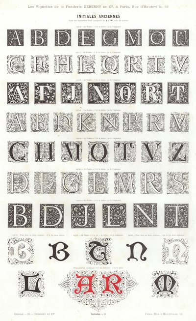 Side fra typografiske vignetter (gravering) af French School