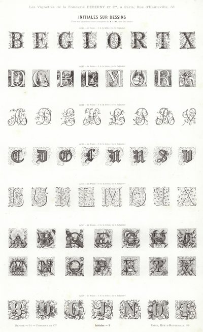 Side fra typografiske vignetter (gravering) af French School