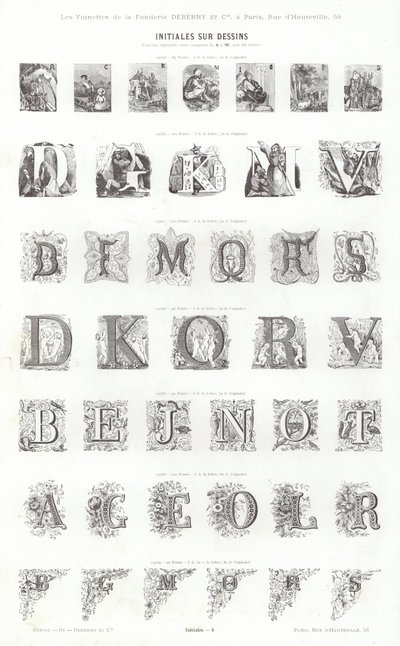 Side fra typografiske vignetter (gravering) af French School