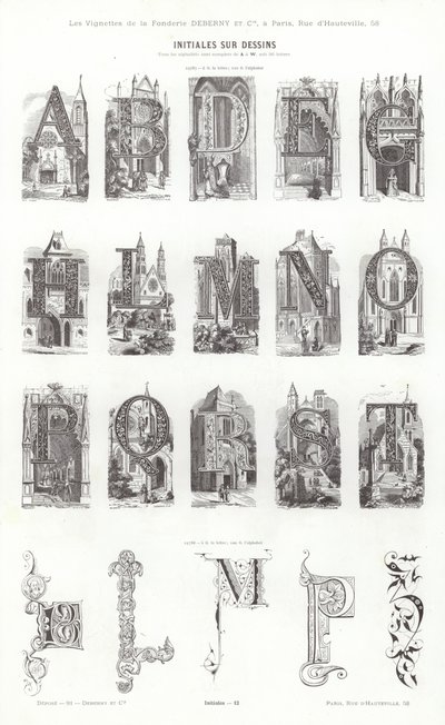 Side fra typografiske vignetter (gravering) af French School