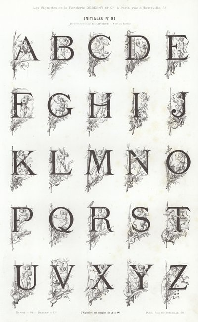 Side fra typografiske vignetter (gravering) af French School