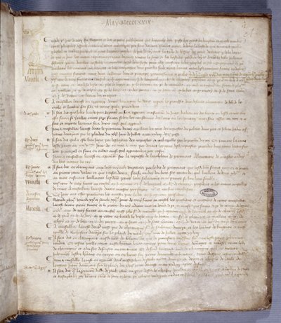 Side fra registret for parlamentets råd i Paris, der forestiller Jeanne d