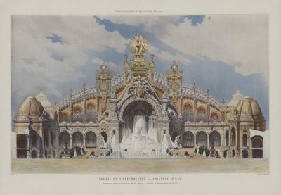 Palace of Electricity and Chateau of Water, Verdensudstilling 1900, Paris (farve litho) af French School