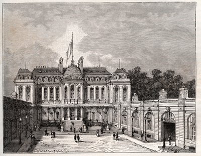 Elysee Palace i Paris - indgravering i "La France illustrée: geografi, historie, statistisk administration" af V.A. Malt-Brown. 1884 af French School
