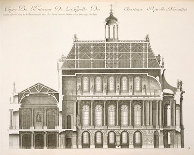 Palais du Louvre: Det Kongelige Kapel, sektion, ca. 1720