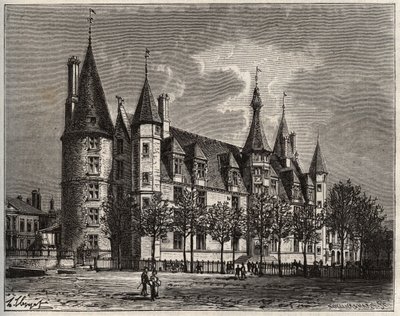 Palais ducal de Nevers - Chateau du 15. - 16. århundrede - gravering i "La France illustree: geografi, historie, statistisk administration" af V.-A. Malt-brun. 1884 af French School