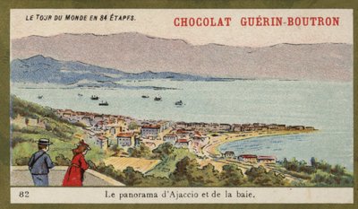 Panorama over Ajaccio og bugten (chromolitho) af French School