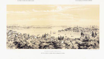 Panorama over Konstantinopel, med to udsigter over Buyukdere af French School