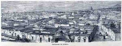 Panorama over Puebla, Central Mexico, fra The Ancient Cities of the New World, af Claude-Joseph-Desire Charnay, pub. 1887 af French School