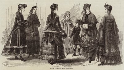 Paris Fashions til februar (gravering) af French School