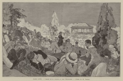 Paris im Sommer, Die Stunde der Musik im Parc Montsouris (Gravur) von French School