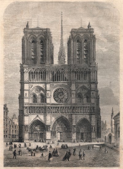 Paris: Notre Dame. Plan efter Eugene Viollet le Duc, som restaurerede katedralen i midten af det 19. århundrede. af French School