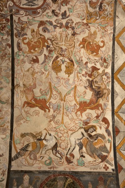 Pfarrkirche (Església de la Mare de Déu de Solers). Innenraum. Die Kirchenschiffe. Wandmalereien. Detail. 16. Jahrhundert (?). von French School