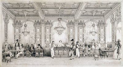 Parisisk cafe i begyndelsen af det 19. århundrede. af French School