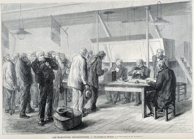 Parlamentsvalg: et valgsted i Beauce - i "" Le Monde Illustré ", marts 1876 af French School