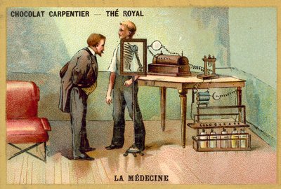 Patient under røntgenbillede (chromolitho) af French School