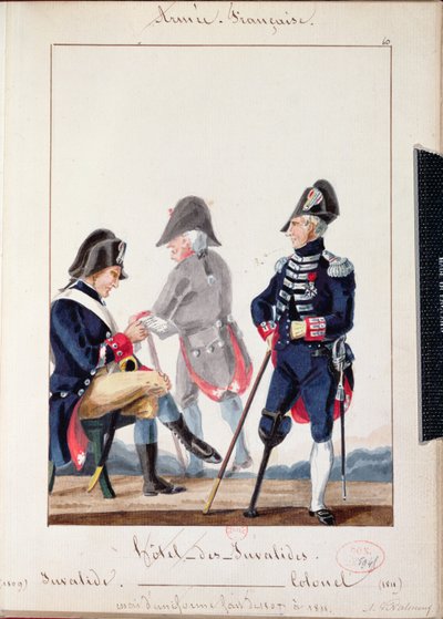 Patienter på Hotel des Invalides, 1809-11 (wc på papir) af French School
