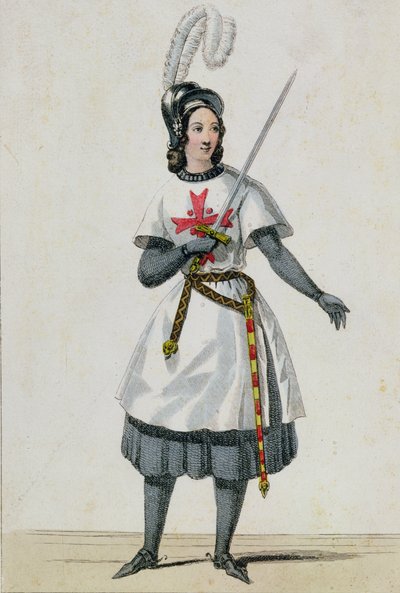 Pauline Garcia-Viardot (1821-1910) i rollen som Tancredi i operaen af Gioacchino Rossini (1792-1868) på Teater Italien, Paris af French School