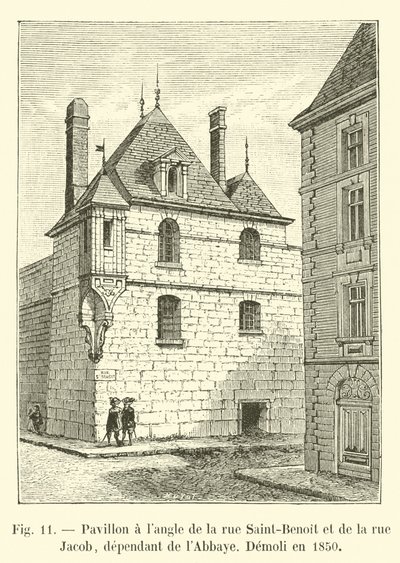 Pavillon på hjørnet af rue Saint-Benoit og rue Jacob, afhængig af klosteret, revet ned i 1850 af French School