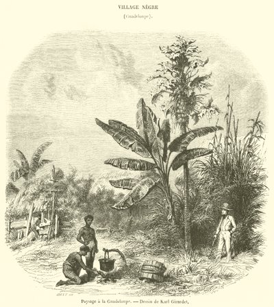 Landskab i Guadeloupe (gravering) af French School