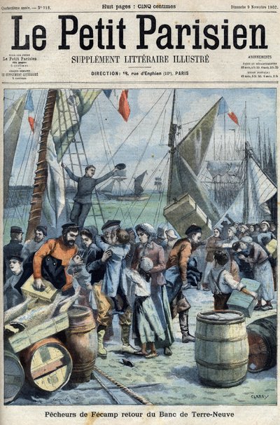 Fiskere fra Fecamp: Banc de Terre Neuve (Newfoundland) vender tilbage i "Le petit Parisien"" af French School