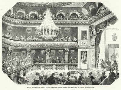Præstation givet til fordel for fattige arbejdere i Trianon, Versailles af French School