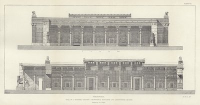 Persepolis, Hall of a Hundred Columns, geometrisk højde og længdesnit, restaureret af Ch Chipiez af French School