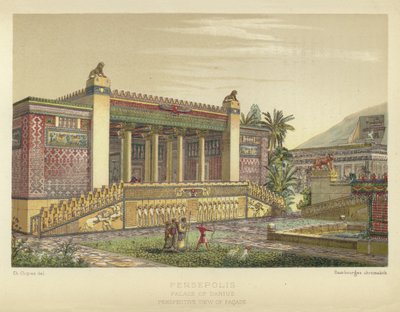 Persepolis, Darius-paladset, Perspektiv udsigt over facaden af French School
