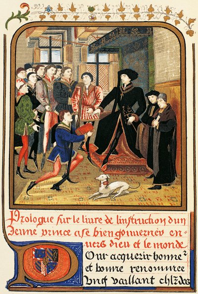 Philip Good (1396-1467) under baldakin, radering fra Instruction jeune prince, indeholdt i Dictionary of Furniture and Decoration, Henry Havard, bind II af French School