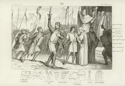 Philip I of France and Pope Urban II rallying followers for the First Crusade, c1095  af French School