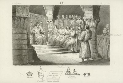 Philip V of France and the States General reject the claim to the throne of Joan II of Navarre, c1317  af French School