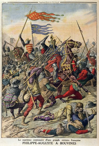 Philippe-Auguste (1165-1223) ved Bouvines, illustration fra Le Petit Journal, 27. juli 1914 af French School
