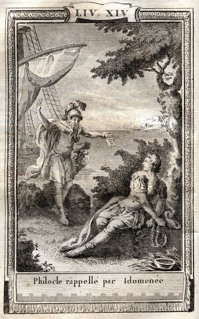 Philocle minder af Idomenee - indgravering af 1798 efter Monnet i "Les Aventures de Telemaque, fils d