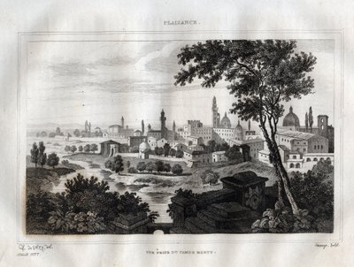 Piacenza - Plaisance - Indgravering fra "" Det maleriske Italien"" af M. de Norvins, Ch. Nodier 1834-1836. af French School