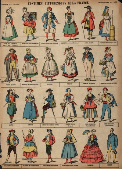 Maleriske kostumer af Frankrig (farvet gravering) af French School