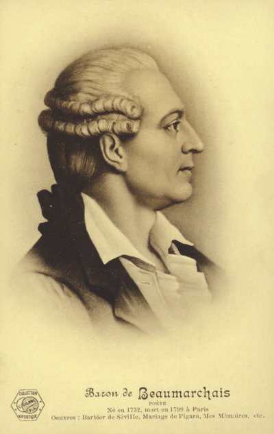 Pierre Beaumarchais (1732-1799), fransk dramatiker (litografi) af French School