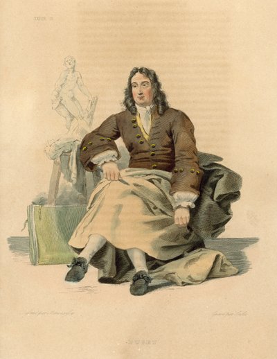 Pierre Puget (farvet gravering) af French School