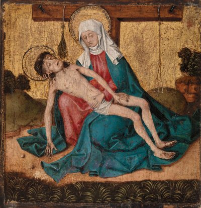 Pieta (tempera og bladguld på panel) af French School