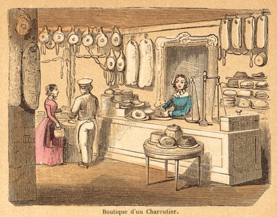Gris (farvet gravering) af French School