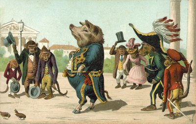 Gris klædt ud som en general (farve litho) af French School