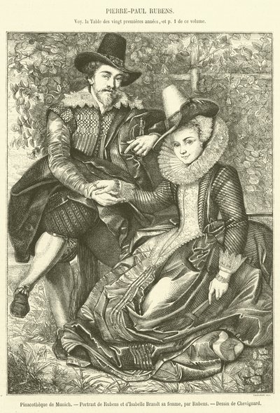 Munich Pinacothek, Portræt af Rubens og Isabelle Brandt hans kone (gravering) af French School