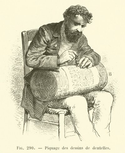 Syning af blondedesign (gravering) af French School