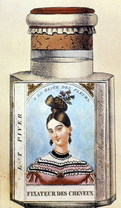 Piver hårfixeringsmiddel-flaske, ca. 1830 af French School