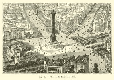 Place de la Bastille i 1858 af French School