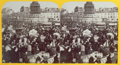 Place de la Bastille, skinkemessen, Paris, stereoskopisk udsigt, ca. 1860 af French School