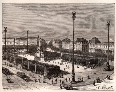 Place de la Republique i Paris - indgravering i "La France illustree: geography, history, administration statistique" af V.A. Malt-brun. 1884 af French School