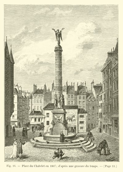 Place du Chatelet i 1807; fra en indgravering af tiden af French School