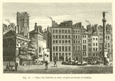 Place du Chatelet i 1818; efter en tegning af Gobelin af French School