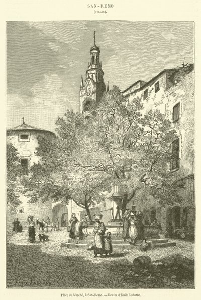 Markedspladsen, i San-Remo (gravering) af French School